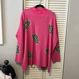 Chic Soul Cowboy Hat Pink Sweater